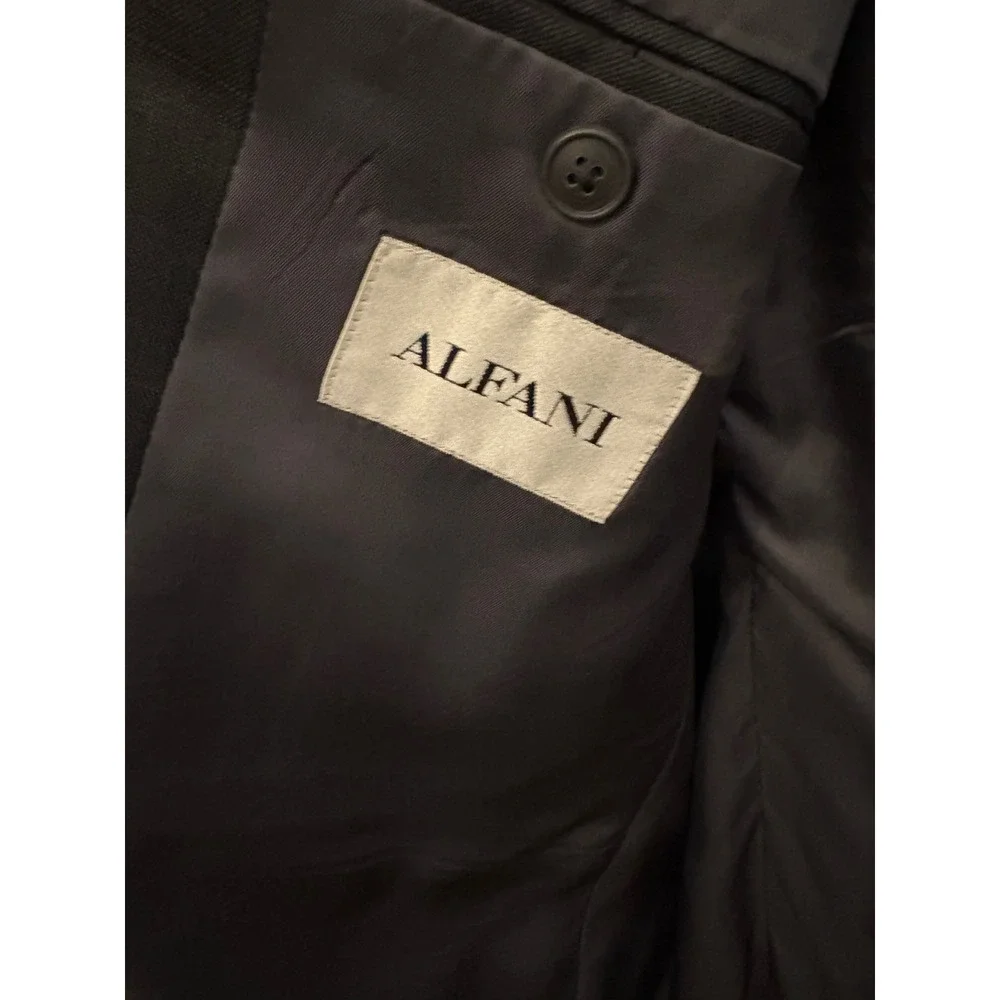 Alfani Mens‎ Suit Set, Jacket & Pants, Gray Plaid Pattern Formal Classic